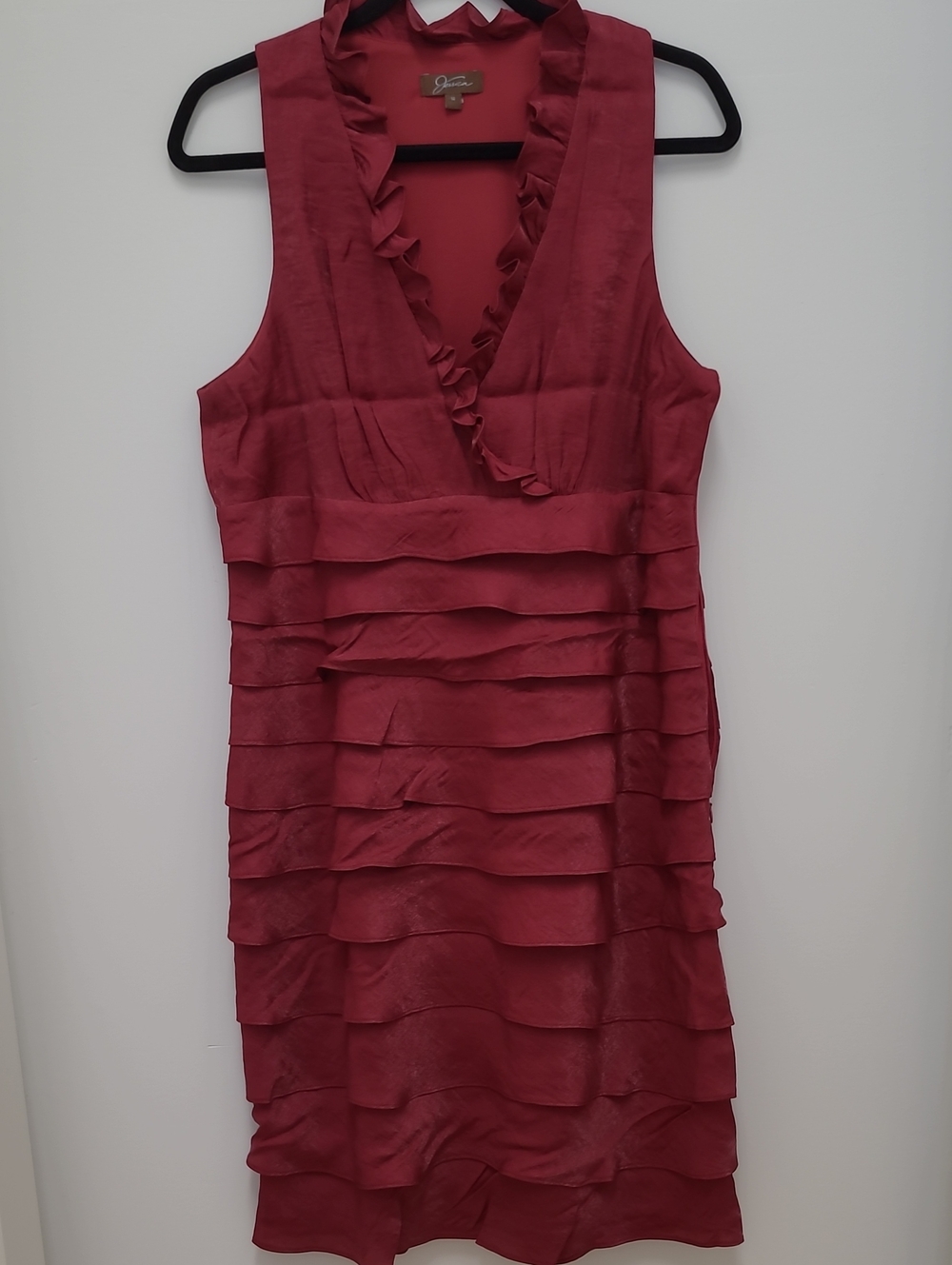Jessica Red Ruffled Tiered Sleeveless Dress - Picture 2 of 9